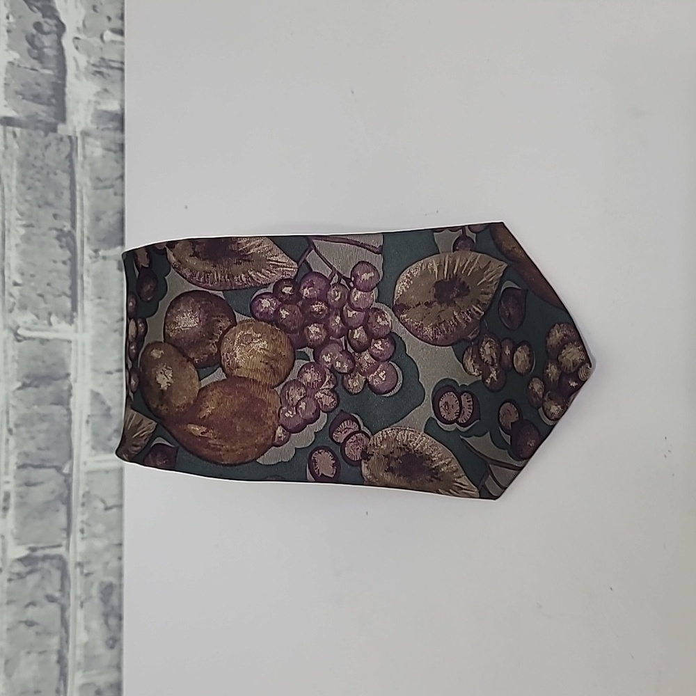 Vintage Christian Dior Monsieur Tie Grapes Fig Fruit All Silk Made In Italy 58"